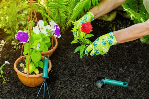 Landscape gardeners in Regents Park creating elegant urban garden design